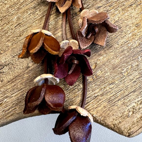 Leather Flower Purse Charm Genuine Leather Fall Daisy Bag Charm NEW FAST SHIP - Picture 4 of 6